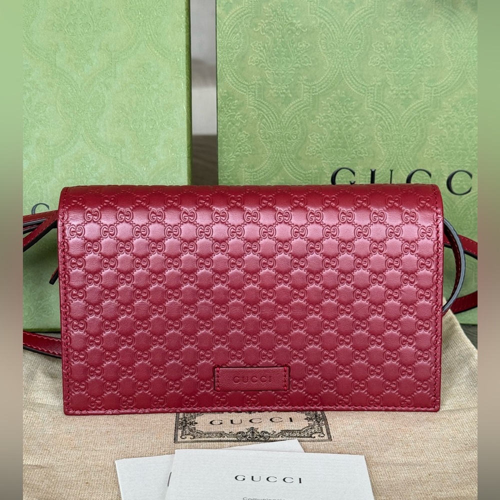 ‼️SOLD‼️AUTHENTIC GUCCI Micro Guccissima Crossbody/Wallet-on-strap, Full Set